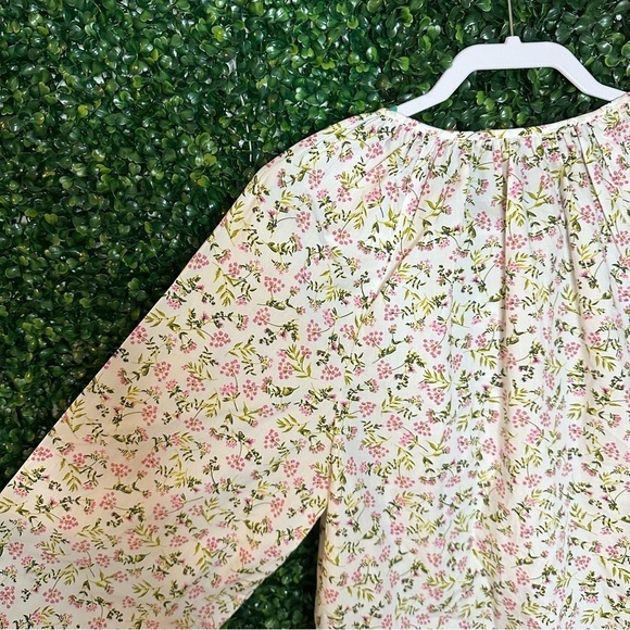 J Crew Tie-Sleeve Button-Front Poplin Top Meadow Floral Size M - Picture 9 of 15